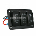 3 Gang Aluminium Rocker Switch Panel 5 Pin